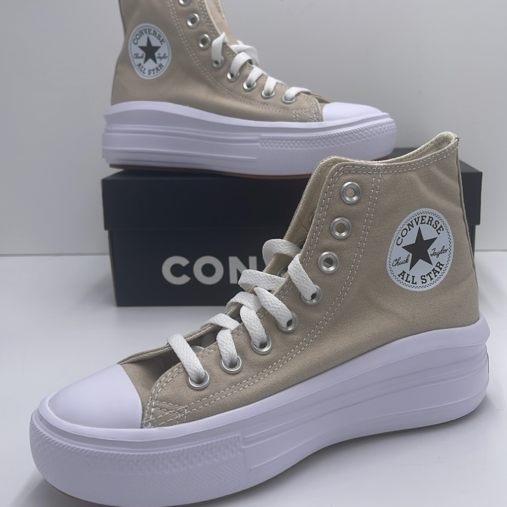 Converse WMNS A04365C CTAS MOVE HI BEACH STONE/WHITE/BEACH STONE Platforms - Picture 15 of 16